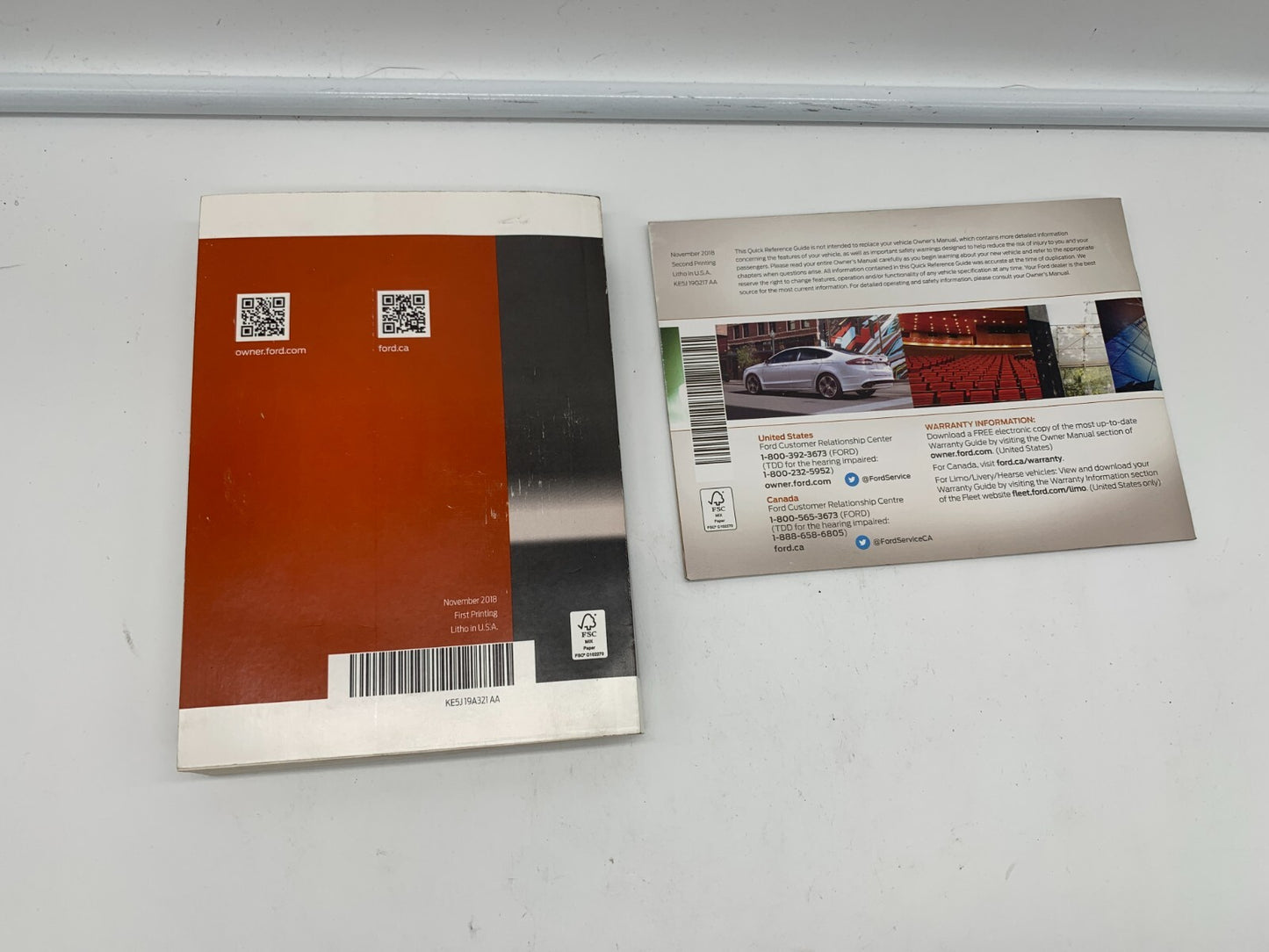 2019 Ford Fusion Owners Manual with Case OEM A02B51076