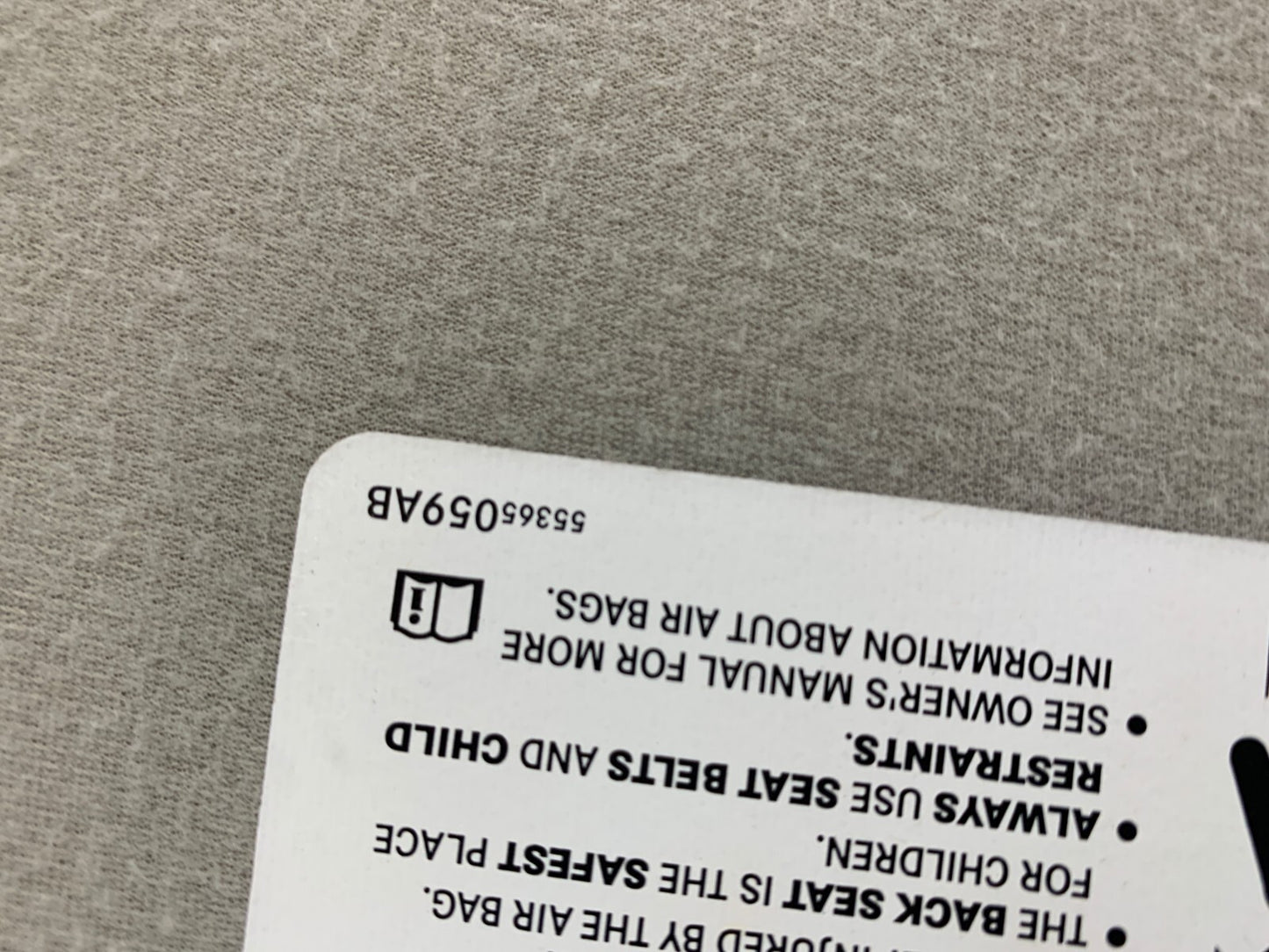 2000-2005 Chevrolet Impala Passenger Sun Visor Gray OEM A01B55041