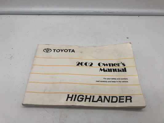 2002 Toyota Highlander Owners Manual OEM B02B08038