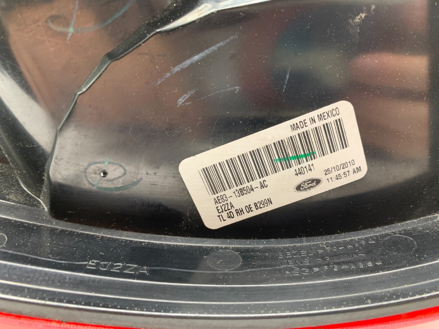 2011-2013 Ford Fiesta Passenger Side Tail Light Taillight OEM B03B36002