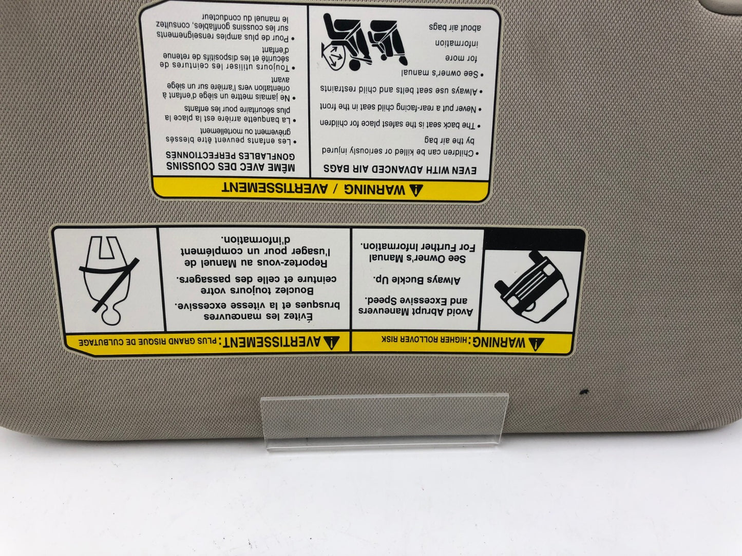 2014-2017 Nissan Rogue Passenger Sun Visor Gray Illuminated OEM B04B50047