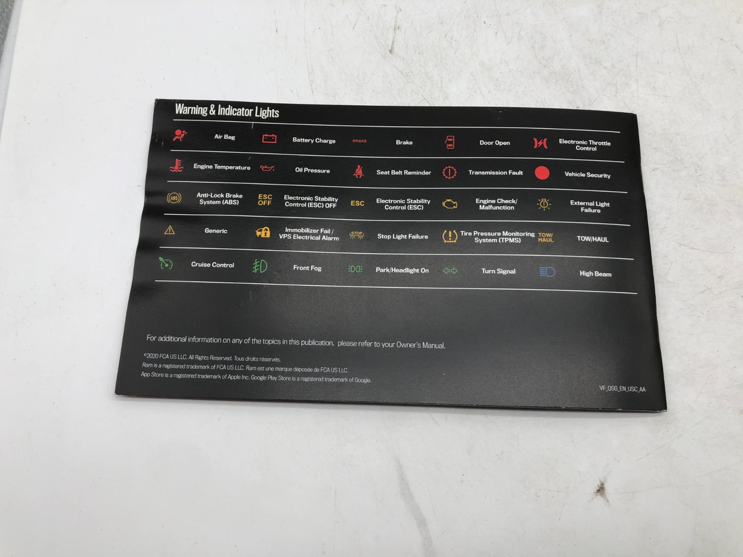 2021 Ram ProMaster 3500 Quick Start Guide OEM A01B16005