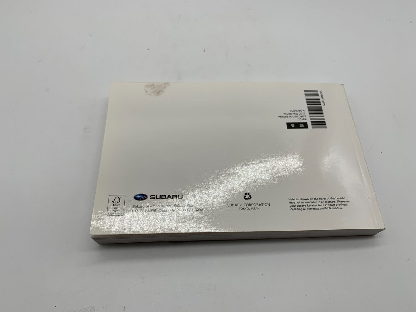 2018 Subaru Legacy Owners Manual Set with Case OEM A01B44008