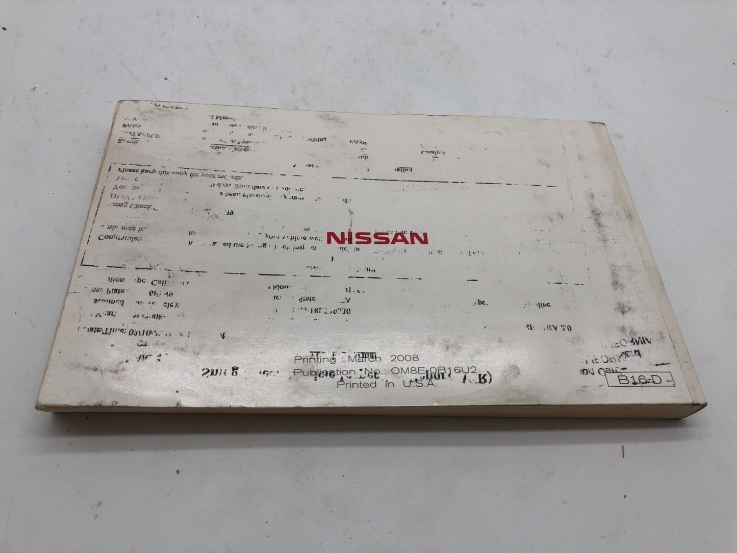 2008 Nissan Sentra Owners Manual OEM A02B19006