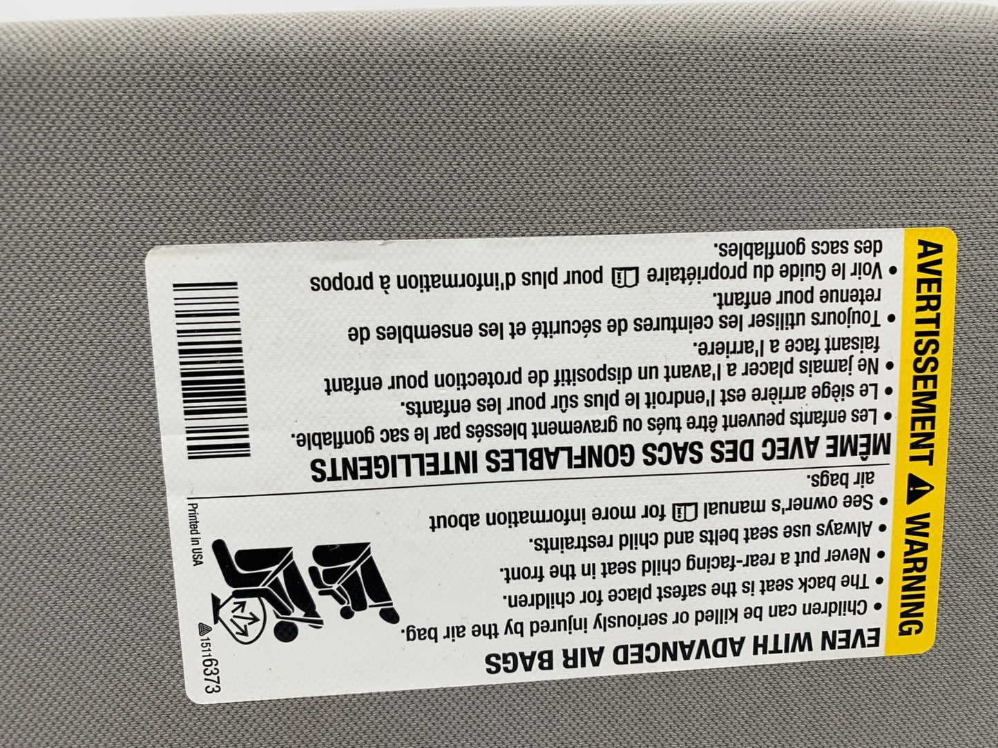 2006-2016 Chevrolet Impala Passenger Sun Visor Gray OEM B04B51007