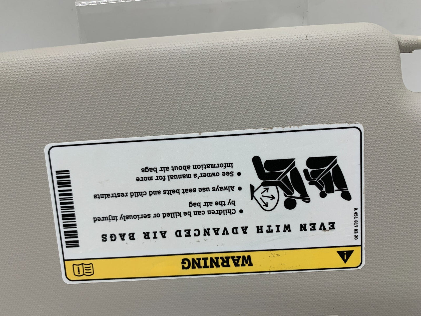 2008-2016 Smart Fortwo Passenger Sun Visor Gray OEM E02B64004