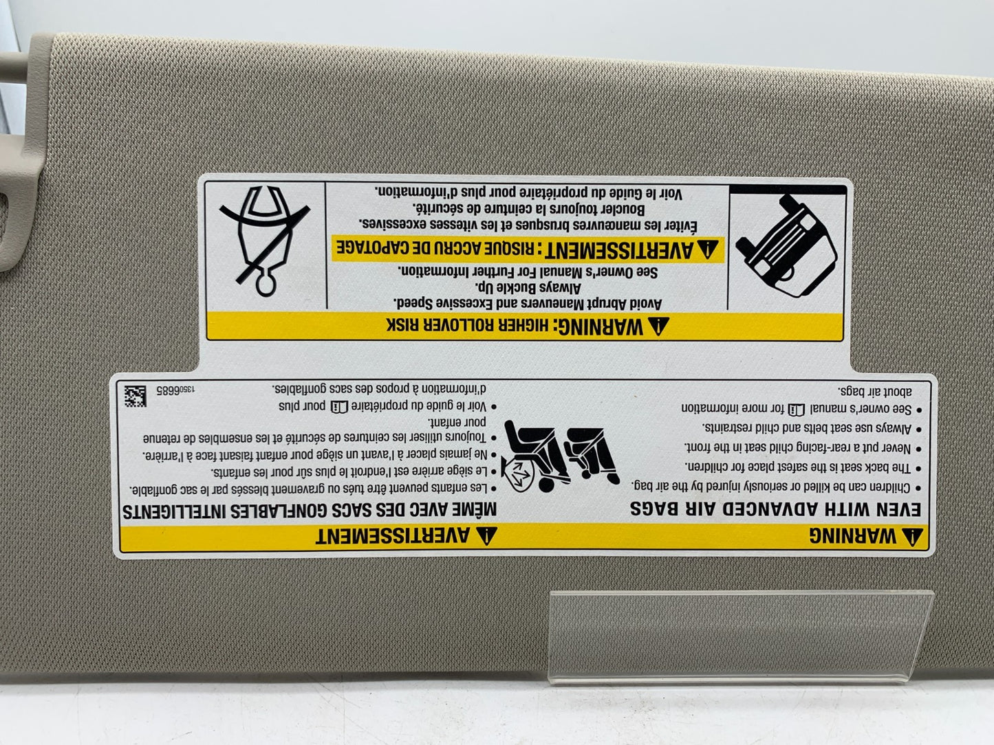 2013-2021 Buick Encore Driver Sun Visor Gray Illuminated OEM A02B48066