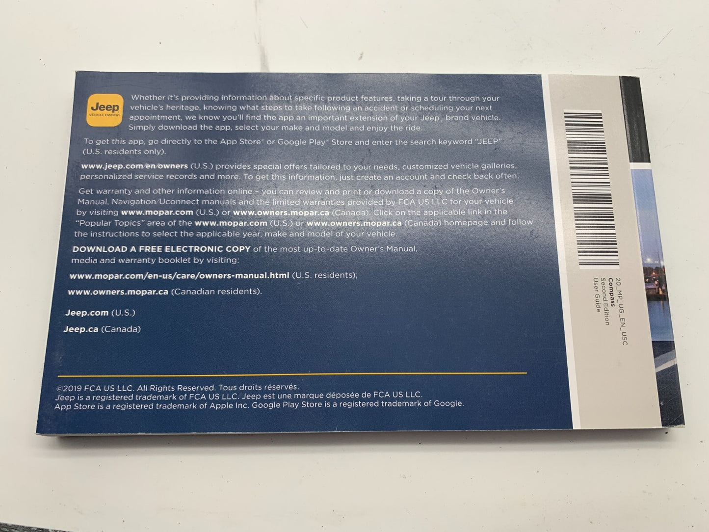 2020 Jeep Compass Owners Manual Set with Case OEM A02B21041