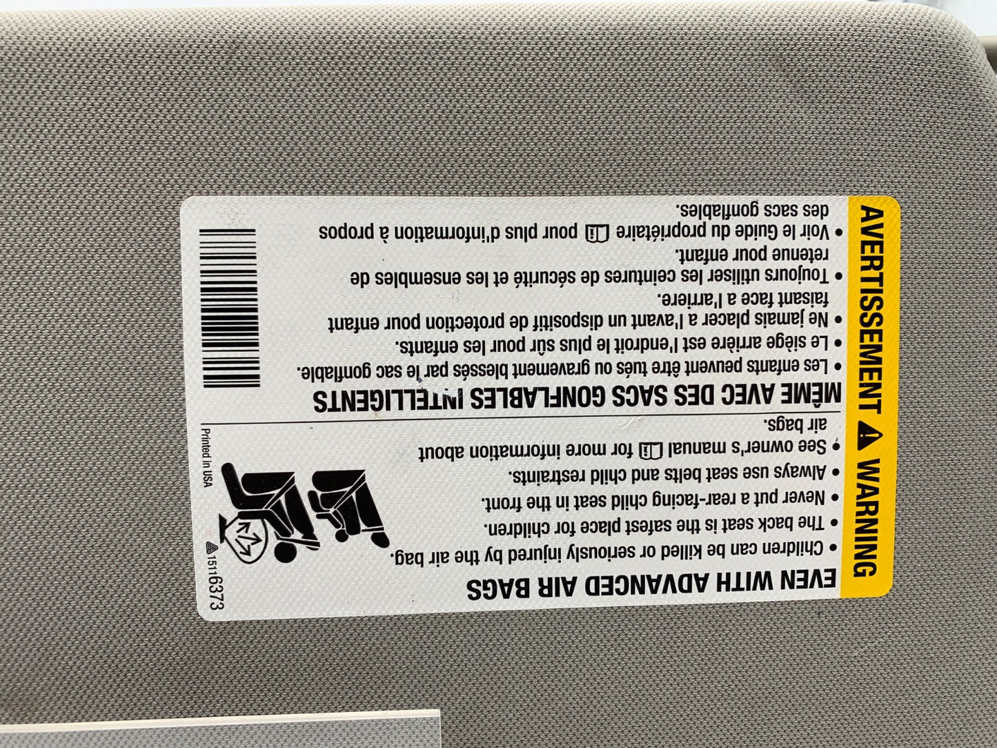 2006-2016 Chevrolet Impala Passenger Sun Visor Gray Illuminated OEM A02B30002