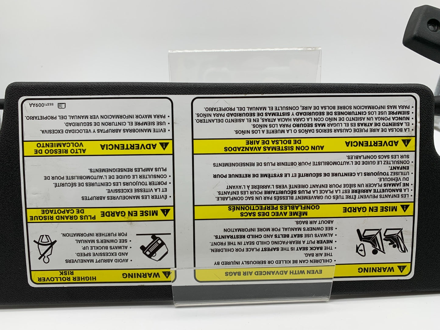 2007-2009 Jeep Wrangler Driver Sun Visor Black OEM B03B51003