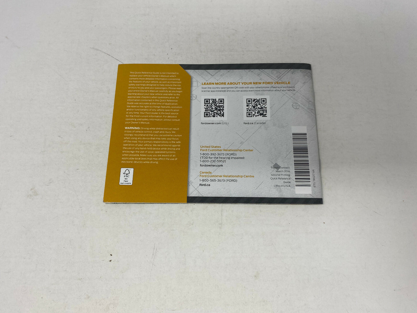 2014 Ford Transit 1500 Owners Manual Set OEM B03B20028