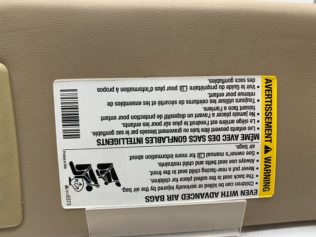 2004-2009 Cadillac SRX Driver Sun Visor Illuminated Brown OEM A04B01003