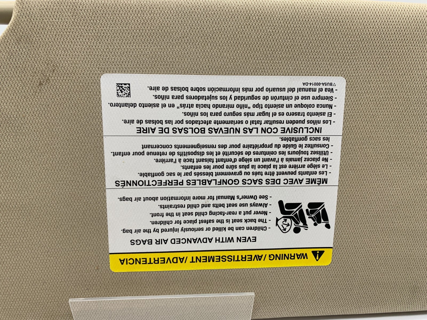 2013-2019 Ford Taurus Passenger Sun Visor Tan Illuminated OEM A04B10013