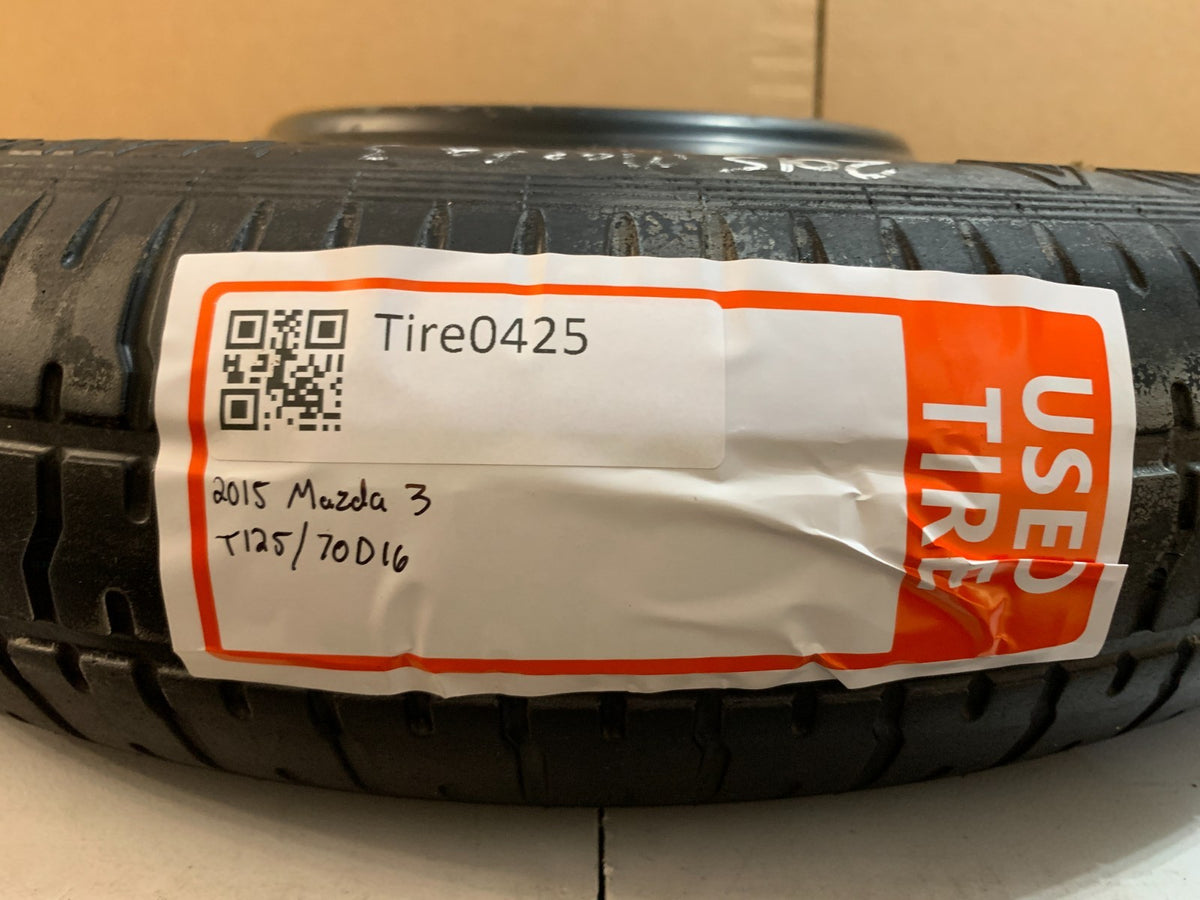 2014-2018 Mazda 3 Mazda3 16" Spare Tire T125/70D16 Compact Donut
