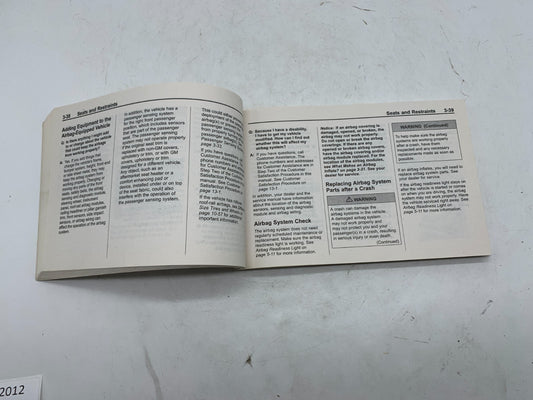 2011 Chevrolet Cruze Owners Manual OEM B01B12006