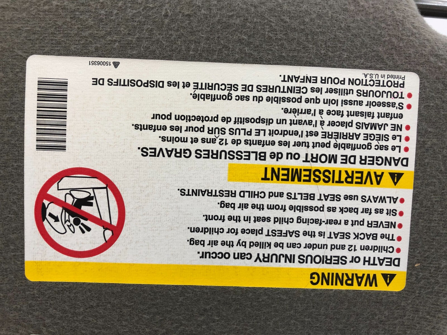 2000-2005 Chevrolet Impala Passenger Sun Visor Gray Illuminated OEM E01B18034