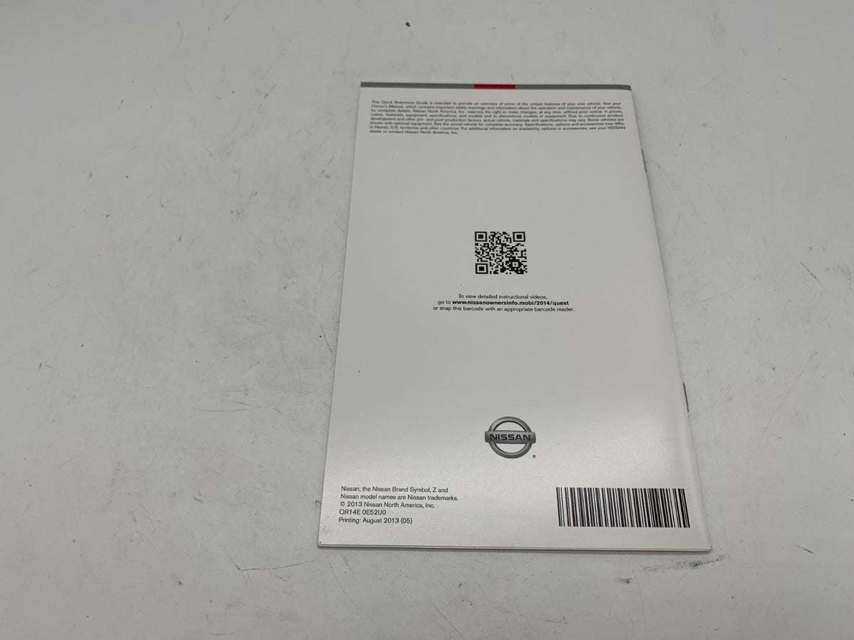 2014 Nissan Quest Owners Manual Set with Case OEM
