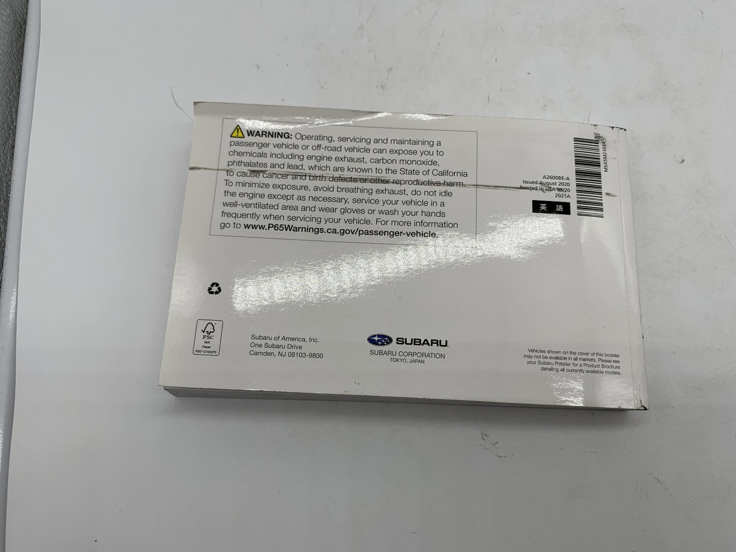 2021 Subaru Legacy Owners Manual Set with Case OEM R01B24033