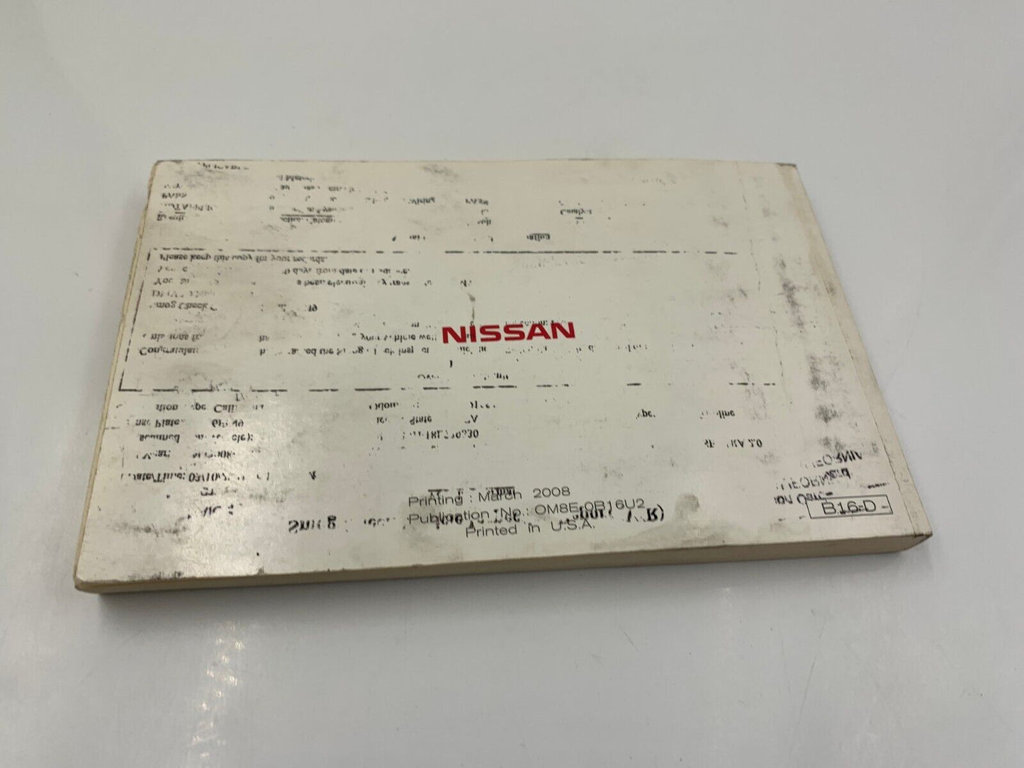 2008 Nissan Sentra Owners Manual Handbook OEM G03B34016