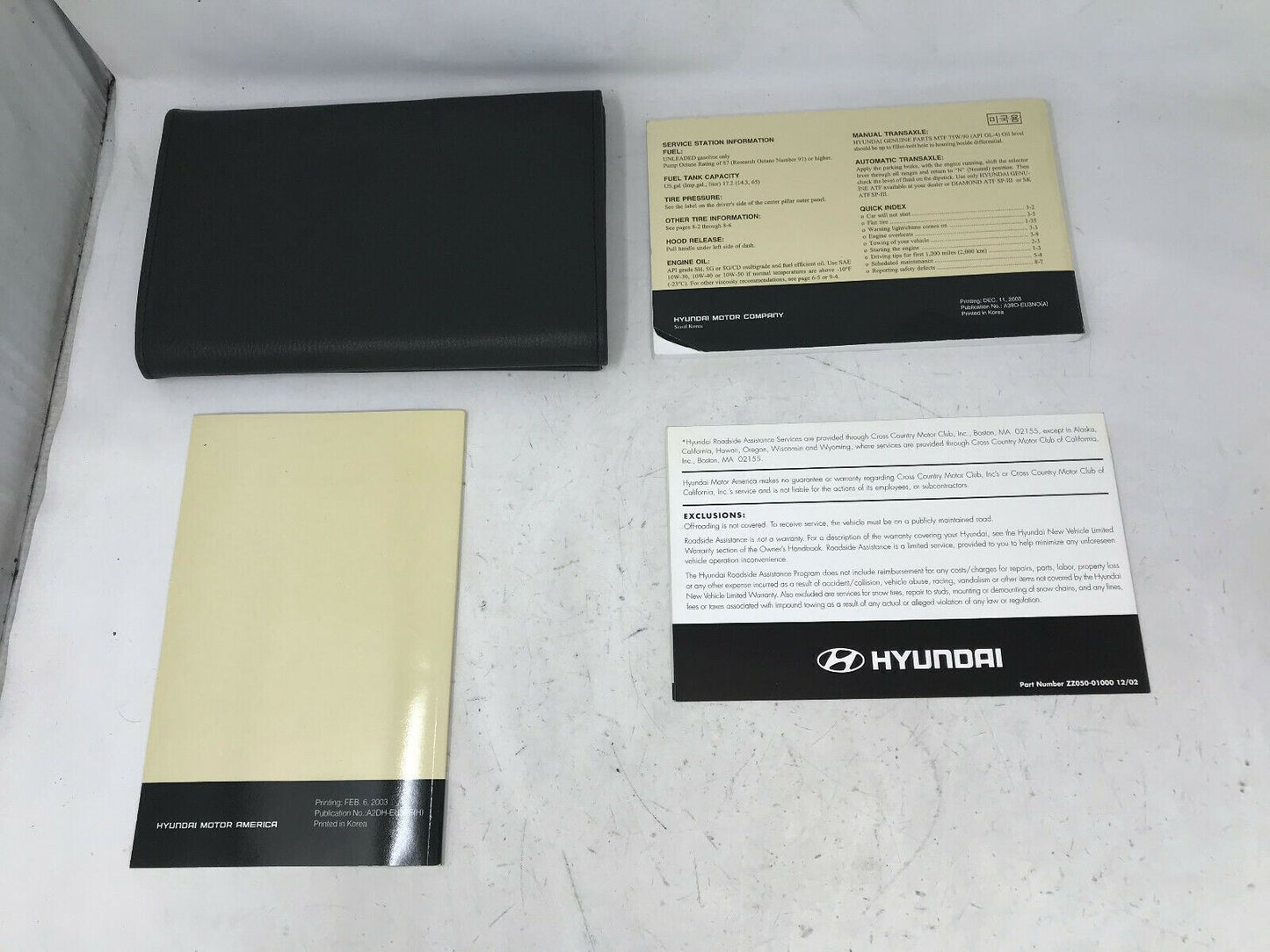 2004 Hyundai Sonata Owners Manual Handbook Set with Case OEM B02B06020