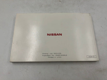 2004 Nissan Maxima Owners Manual Handbook OEM A04B40052