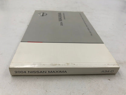 2004 Nissan Maxima Owners Manual Handbook OEM A04B40052