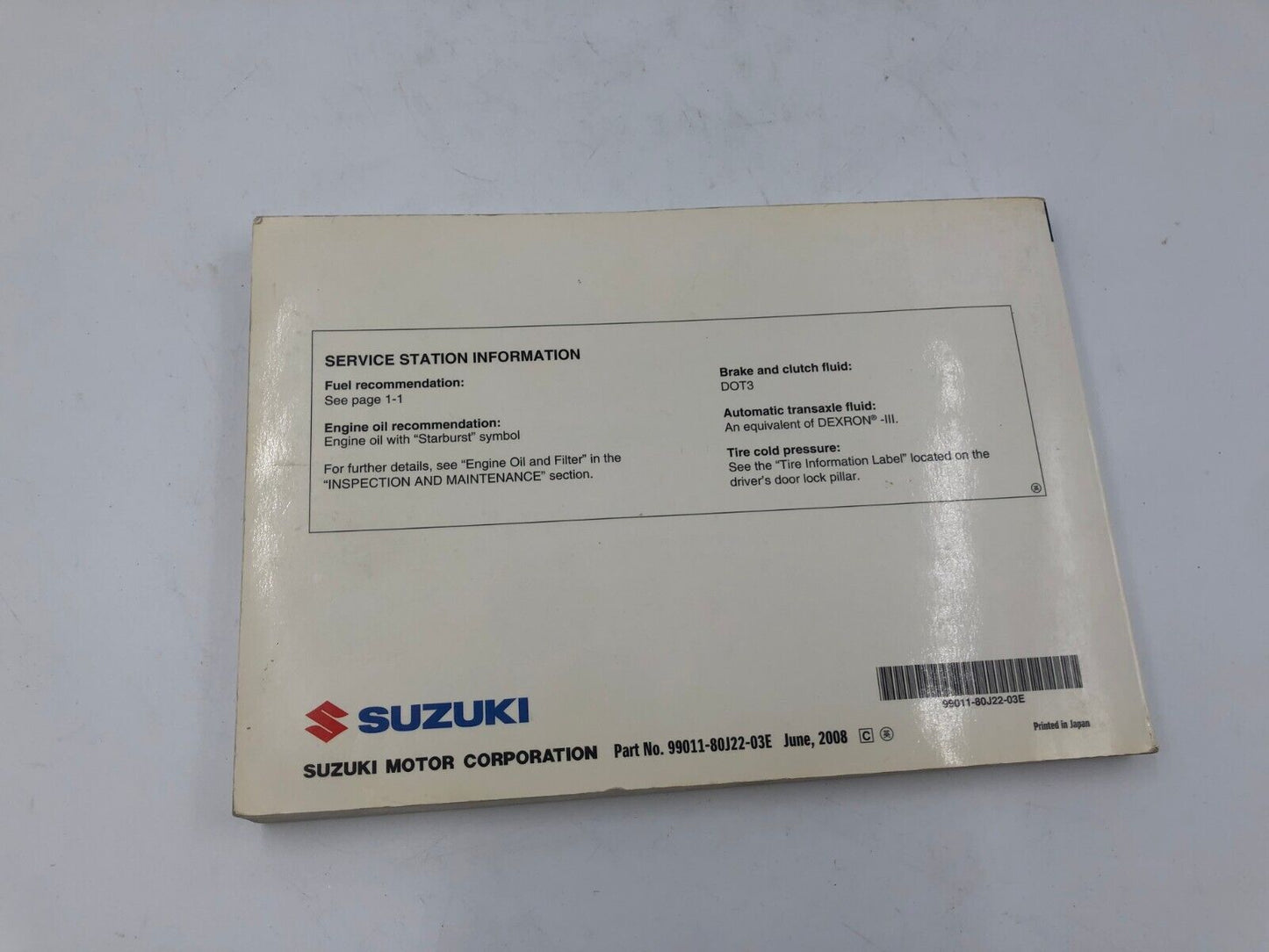 2009 Suzuki SX4 Owners Manual Handbook OEM C04B53070