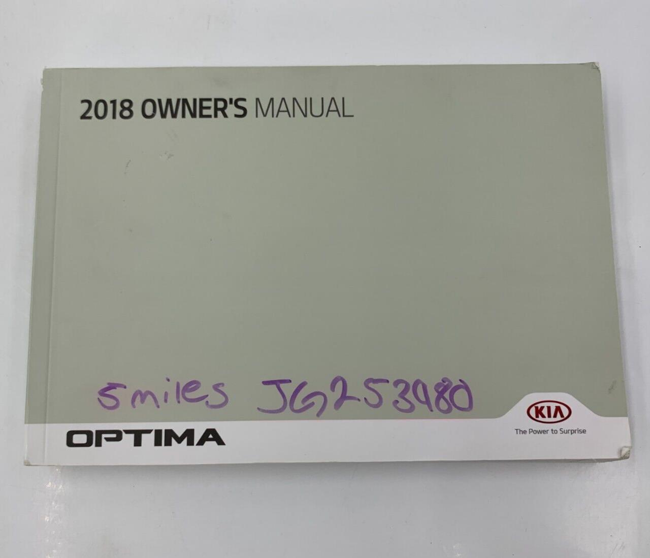 2018 Kia Optima Owners Manual Handbook OEM C02B55023