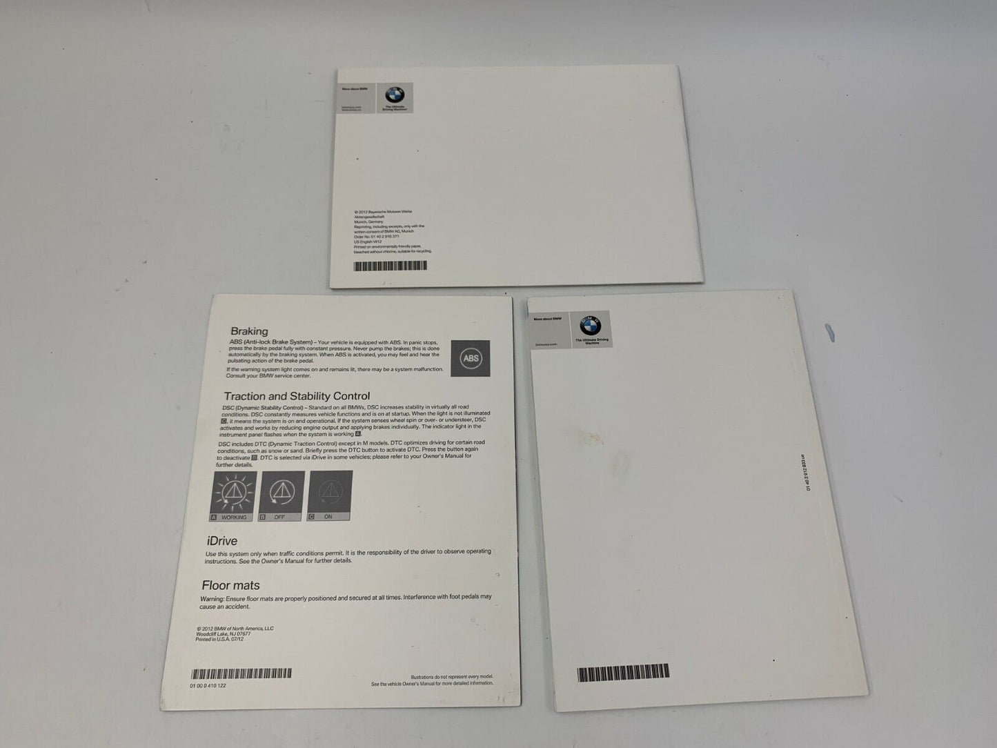 2012 BMW 3 Series Owners Manual Set with Case OEM E03B40039