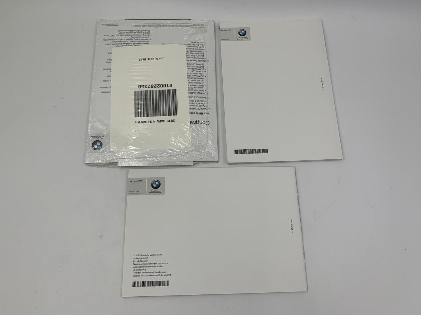 2015 BMW 4 Series Coupe Owners Manual Set with Case OEM F02B07064