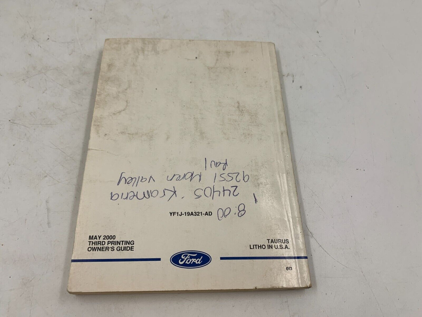 2000 Ford Taurus Owners Manual Handbook OEM D04B56055