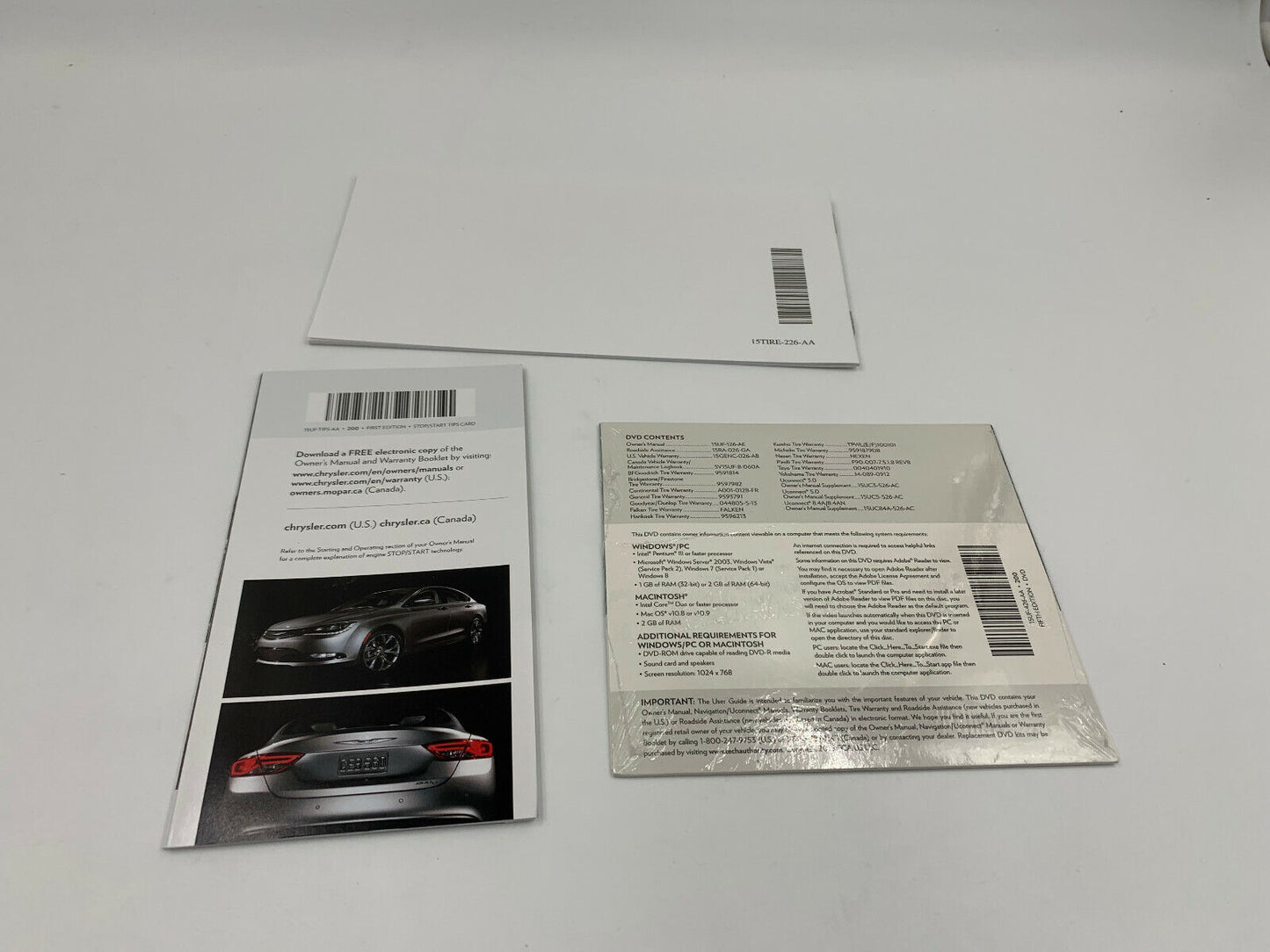 2015 Chrysler 200 Owners Manual with Case OEM E01B15053