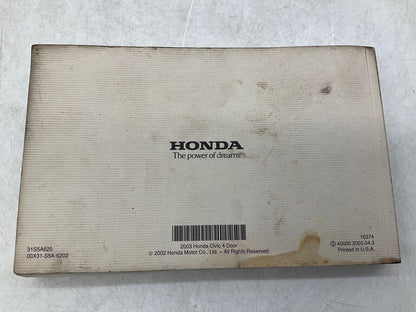 2003 Honda Civic Owners Manual OEM D03B19005