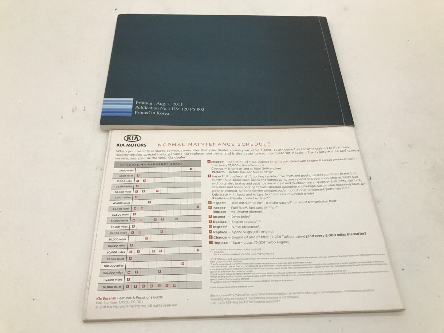 2012 Kia Sorento Owners Manual Set with Case OEM D01B36041