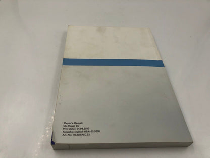 2010 Volkswagen Passat CC Owners Manual Handbook Set with Case OEM C01B50029