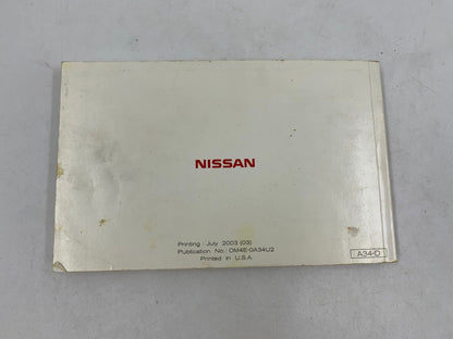 2004 Nissan Maxima Owners Manual Handbook Set with Case OEM A03B48072