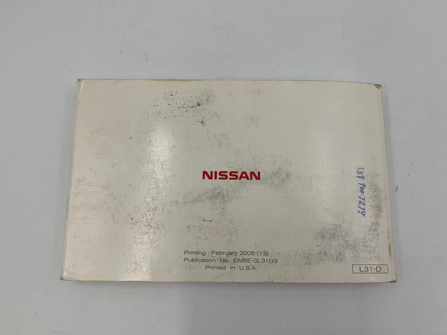 2005 Nissan Altima Owners Manual OEM E02B05019