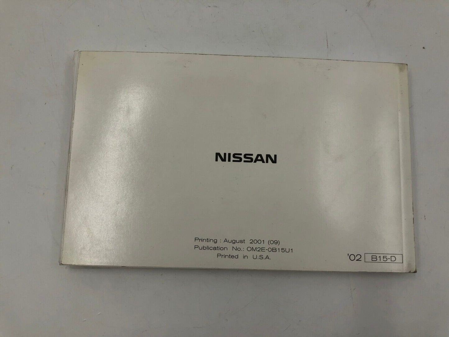 2002 Nissan Sentra Owners Manual with Case OEM F02B53055