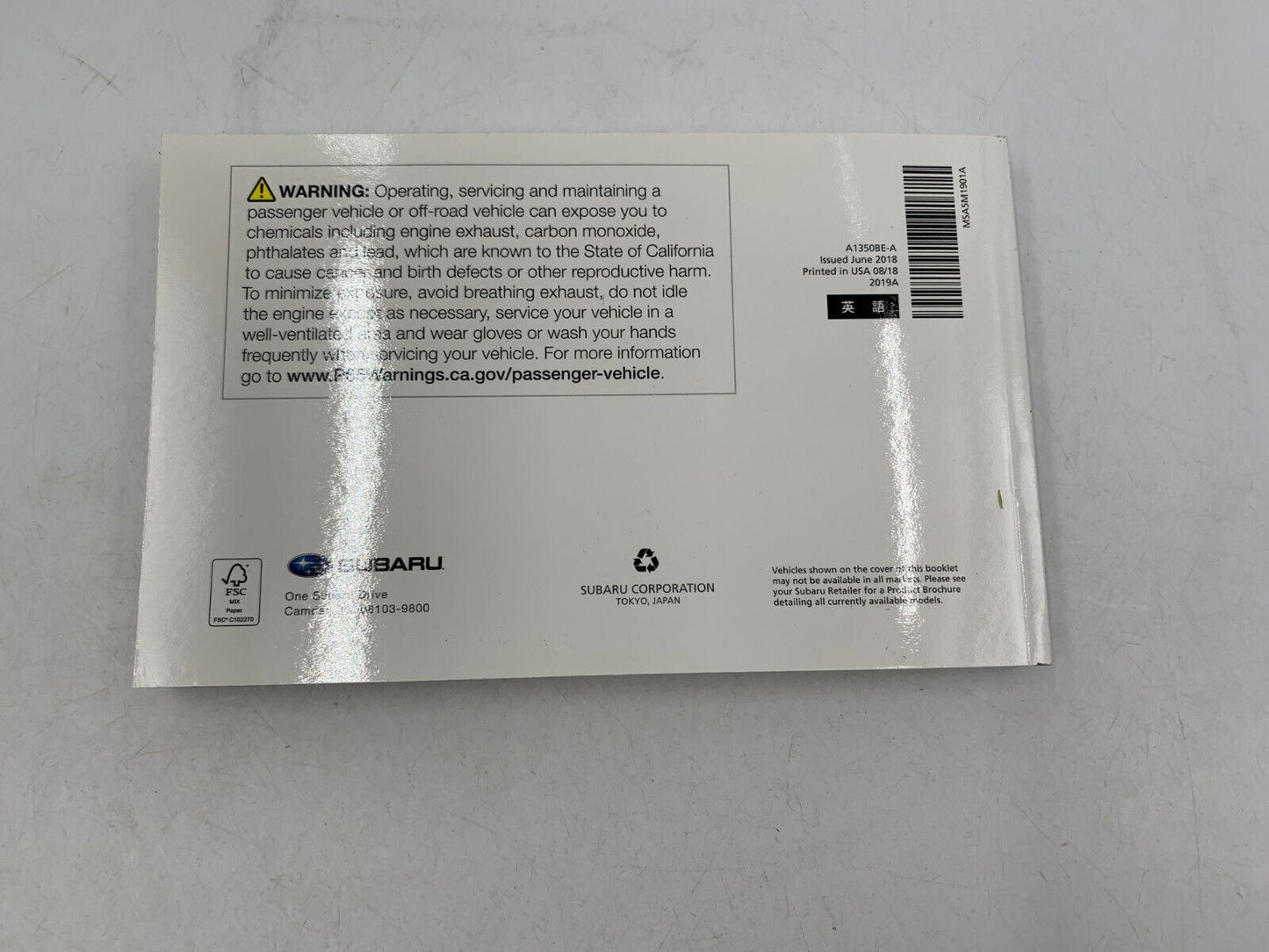 2019 Subaru Impreza Owners Manual Set with Case C01B44049