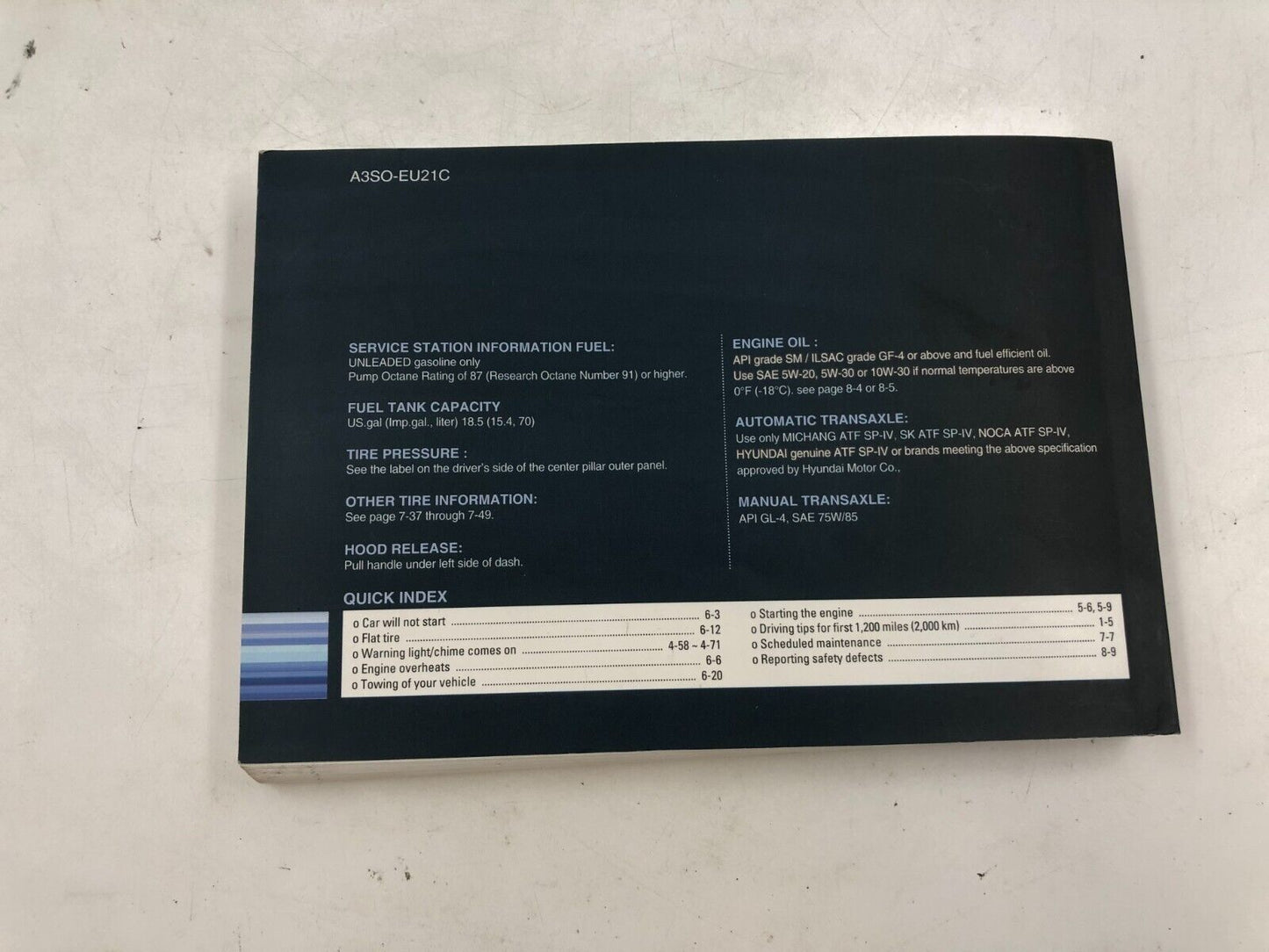 2012 Hyundai Sonata Owners Manual OEM E01B05053