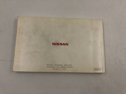 2004 Nissan Maxima Owners Manual Handbook OEM B02B06004