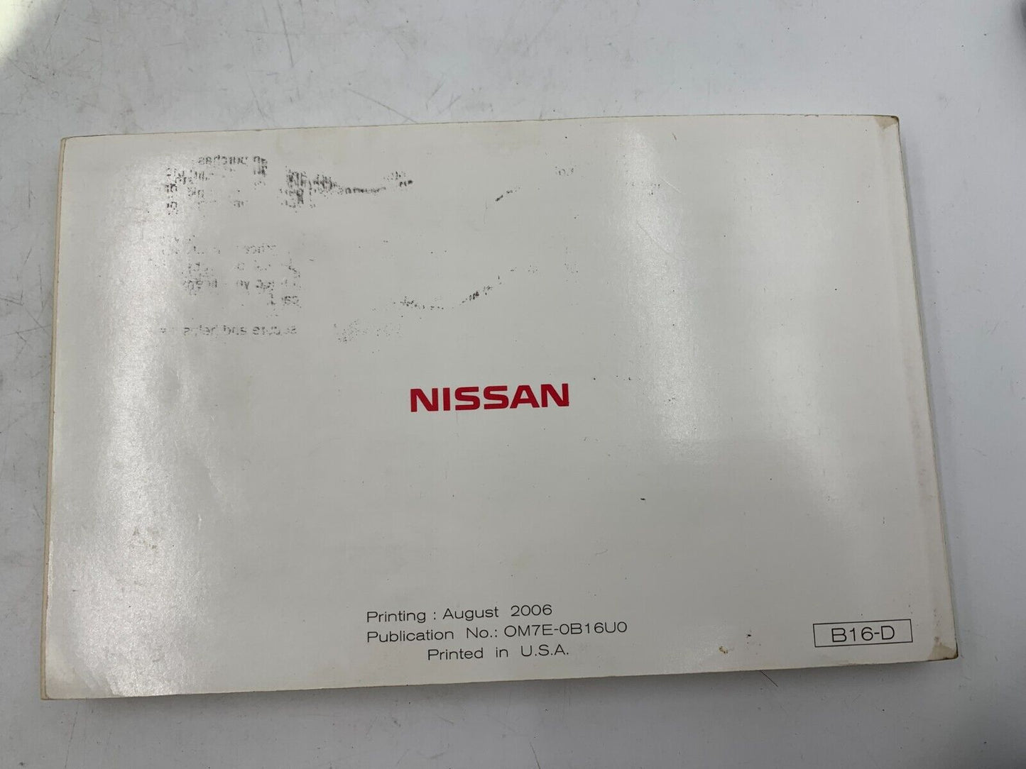 2007 Nissan Sentra Owners Manual OEM E01B11028