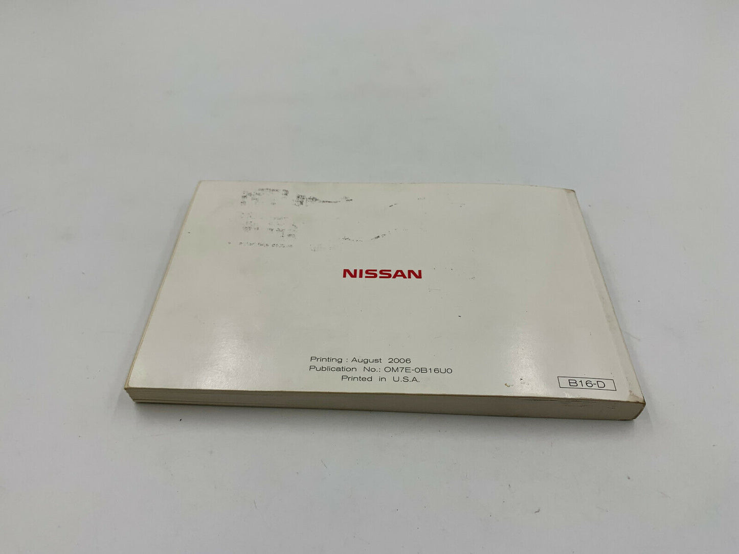 2007 Nissan Sentra Owners Manual OEM E01B11028