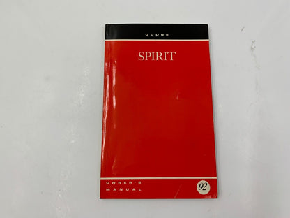 1992 Dodge Spirit Owners Manual Handbook with Case OEM B03B59001