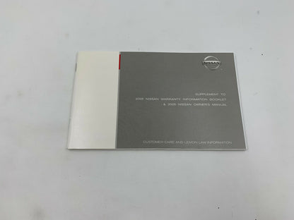 2005 Nissan Altima Owners Manual Set with Case OEM D03B46087