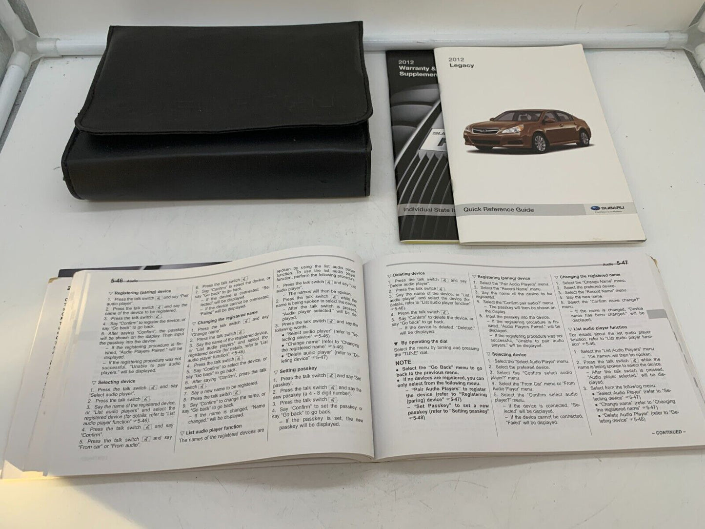 2012 Subaru Legacy Owners Manual Set with Case OEM A01B13013