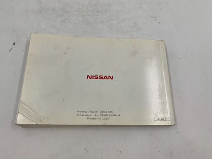 2004 Nissan Maxima Owners Manual OEM A01B17085