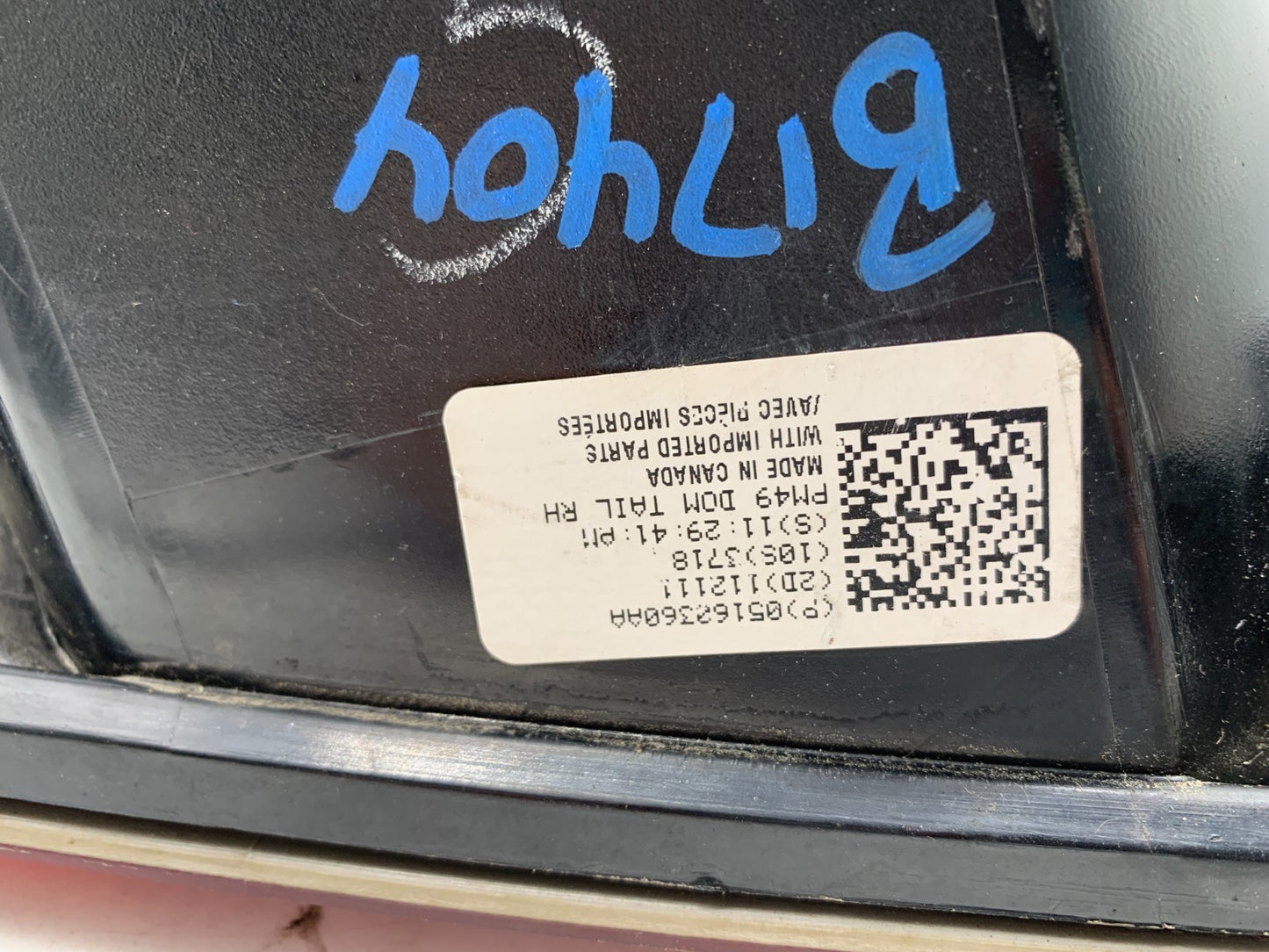 2008-2012 Dodge Caliber Passenger Side Tail Light Taillight OEM B01B08062