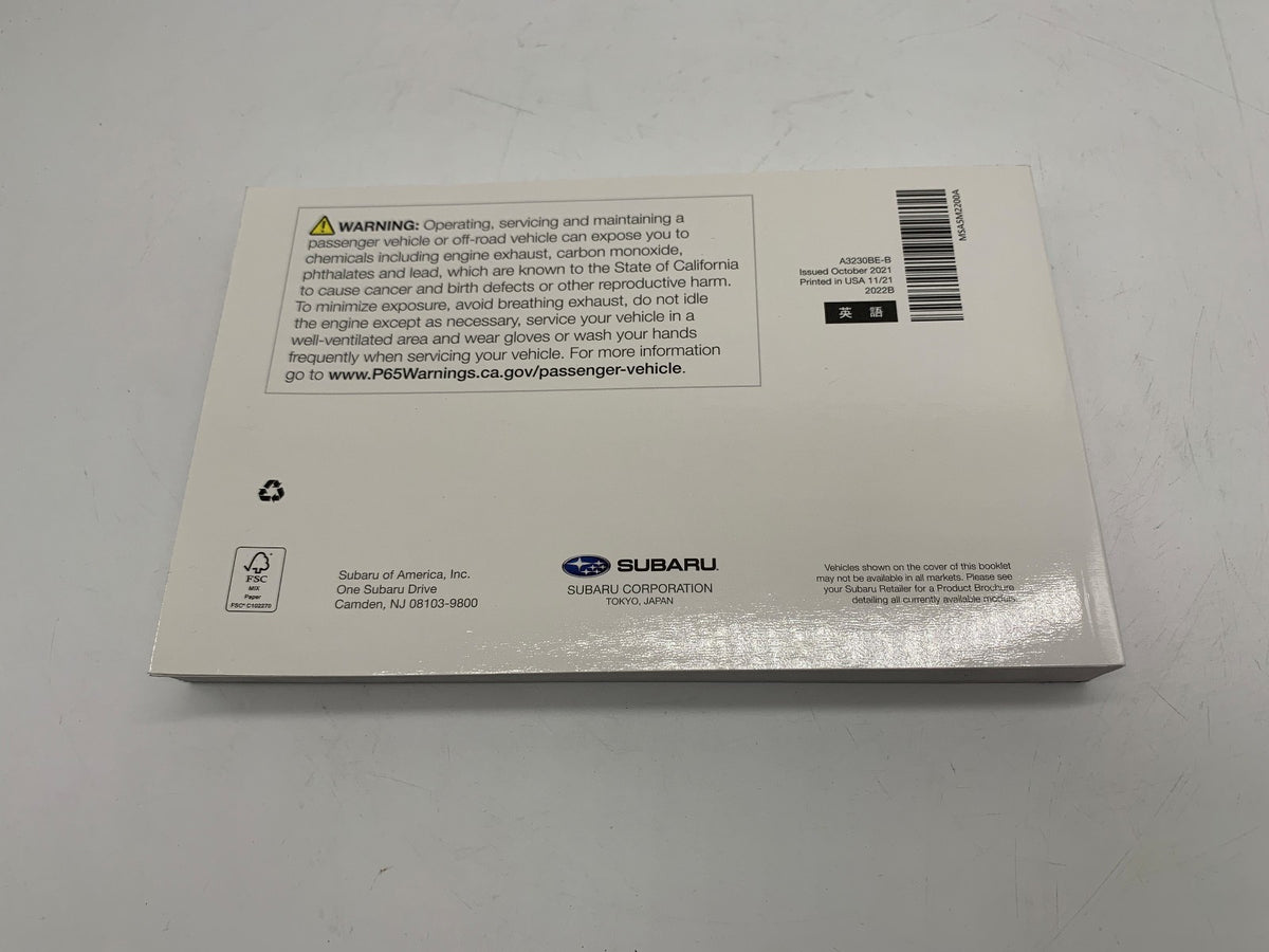 2022 Subaru Ascent Owners Manual Set with Case OEM R01B12043