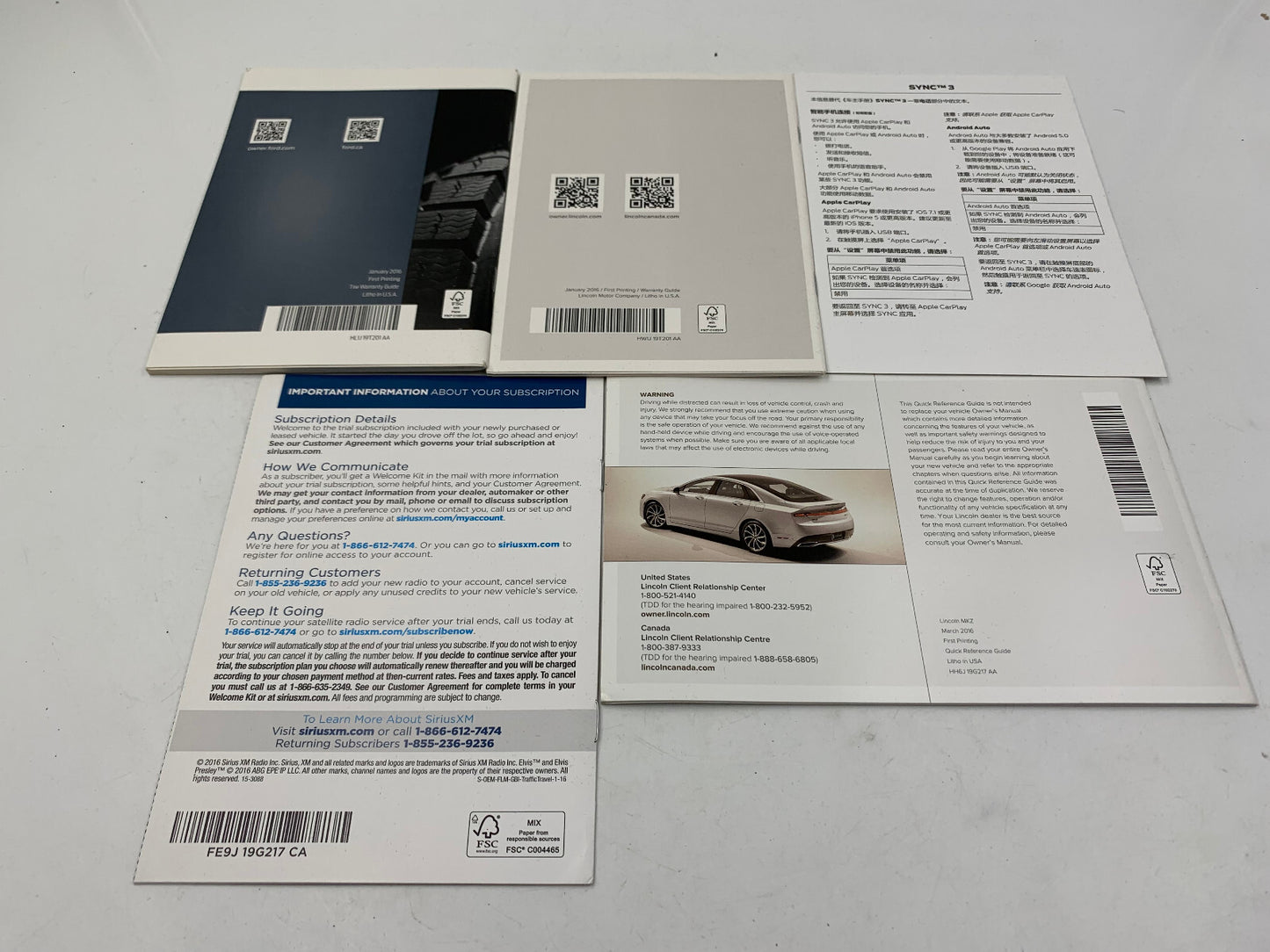 2013 Lincoln MKZ Owners Manual Set with Case OEM D01B69007